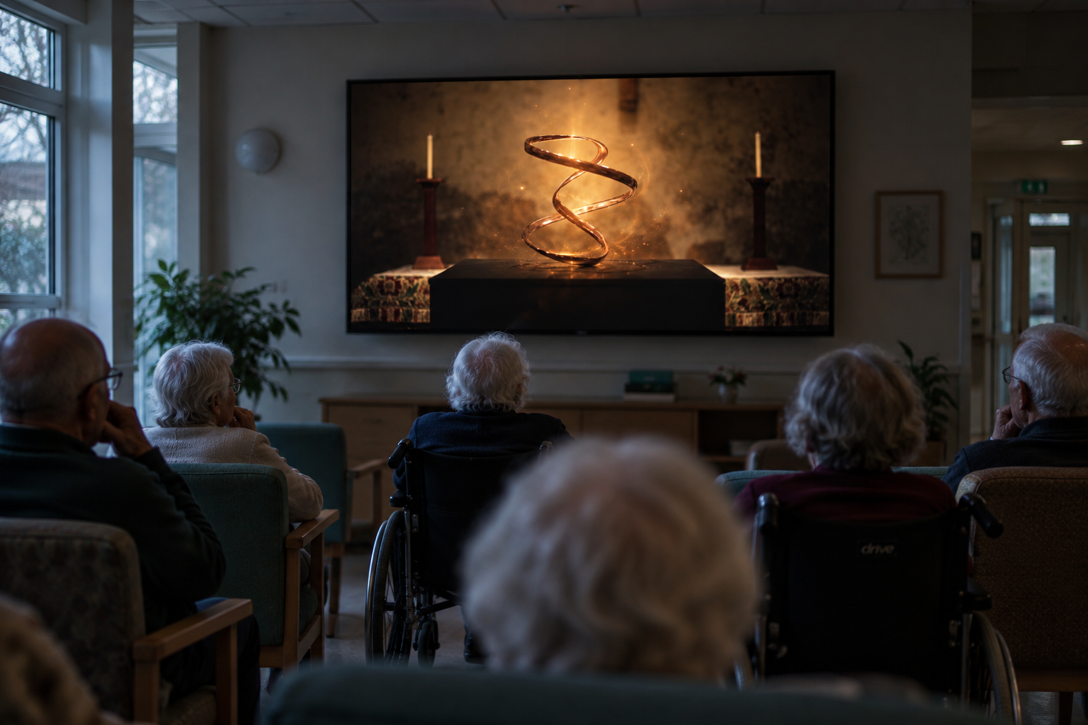 Wonder playing on a television in a communal care setting